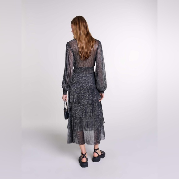 Maje silver Sheer Midi Dress